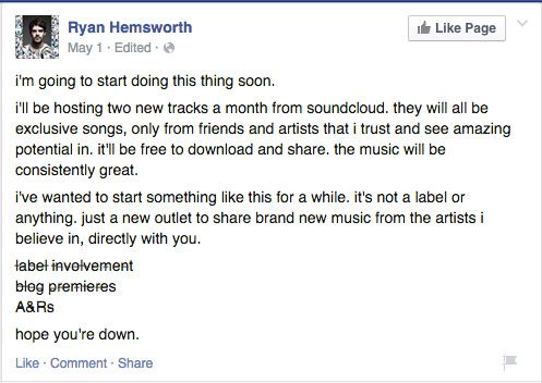 Ryan Hemsworth Facebook